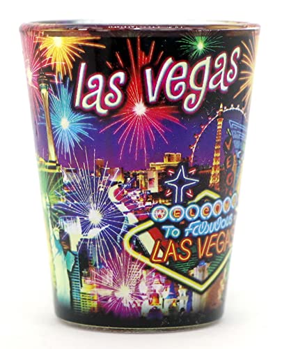 Las Vegas Nevada Neon Fireworks Shot Glass