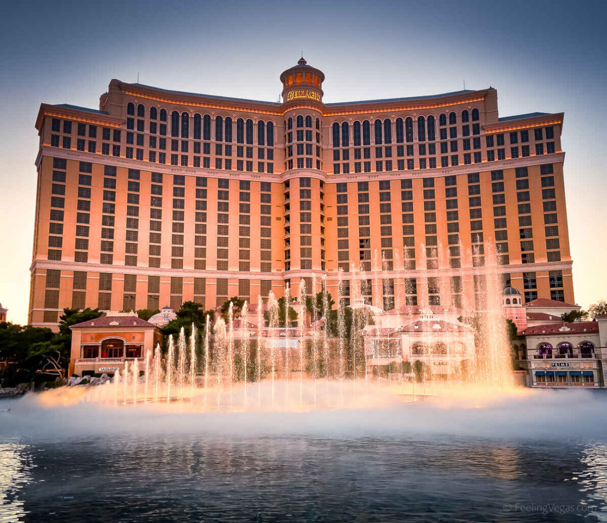 How Do the Bellagio Fountains Work? Behind the Scenes 2 The lights below the water at Bellagio Fountains add to the iconic display at night.