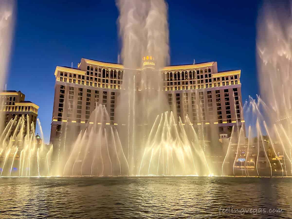 35+ Super Fun Things to Do In Las Vegas For A Weekend 2 View of Bellagio Hotel and fountains at night, Las Vegas