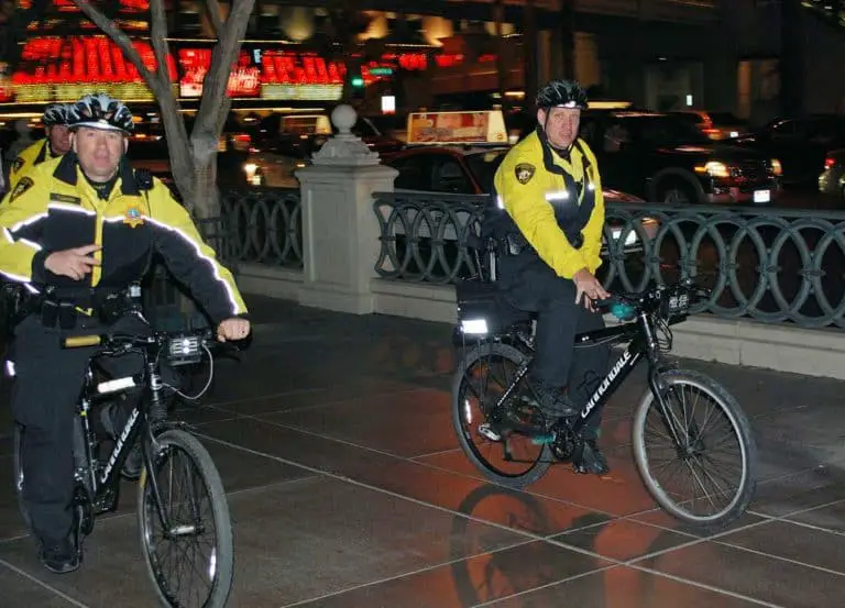 Why Do Las Vegas Police Wear Yellow? LVMPD officers on bike patrol.