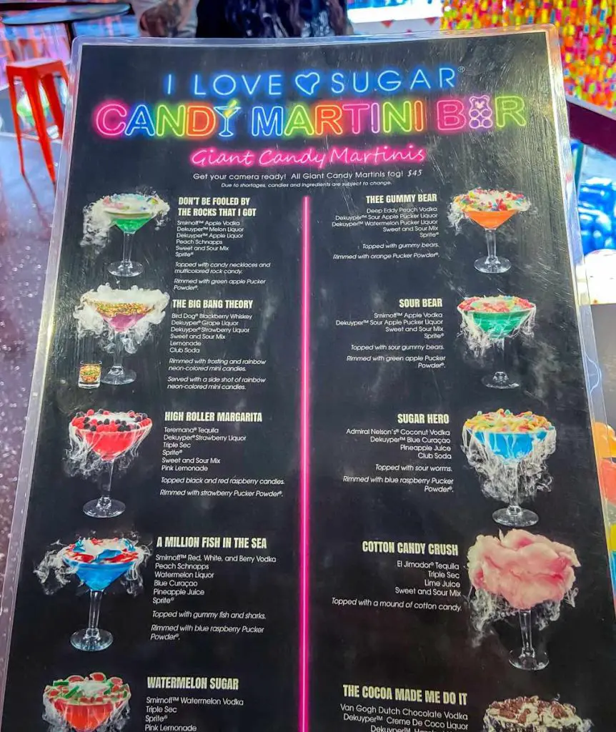 I Love Sugar Las Vegas (Candy Martini Bar) - Menu, Prices & Hours 8 candy martini bar menu vegas