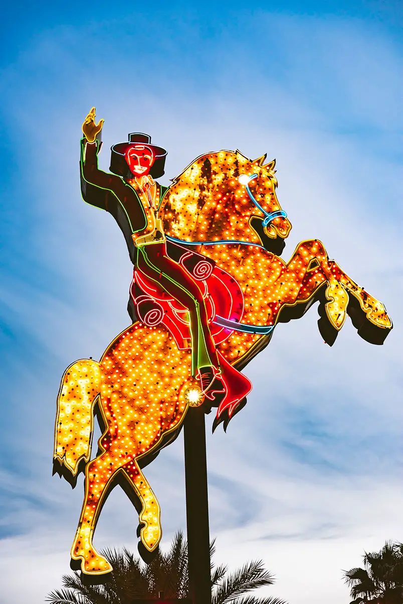 Is The Neon Museum Better Day or Night? (Neon Boneyard) 6 Hacienda Horse and Rider Neon Sign was