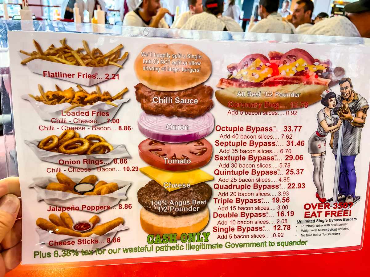 Heart Attack Grill Menu, Prices, & Hours (Las Vegas Restaurant) 4 Heart Attack Grill menu page one