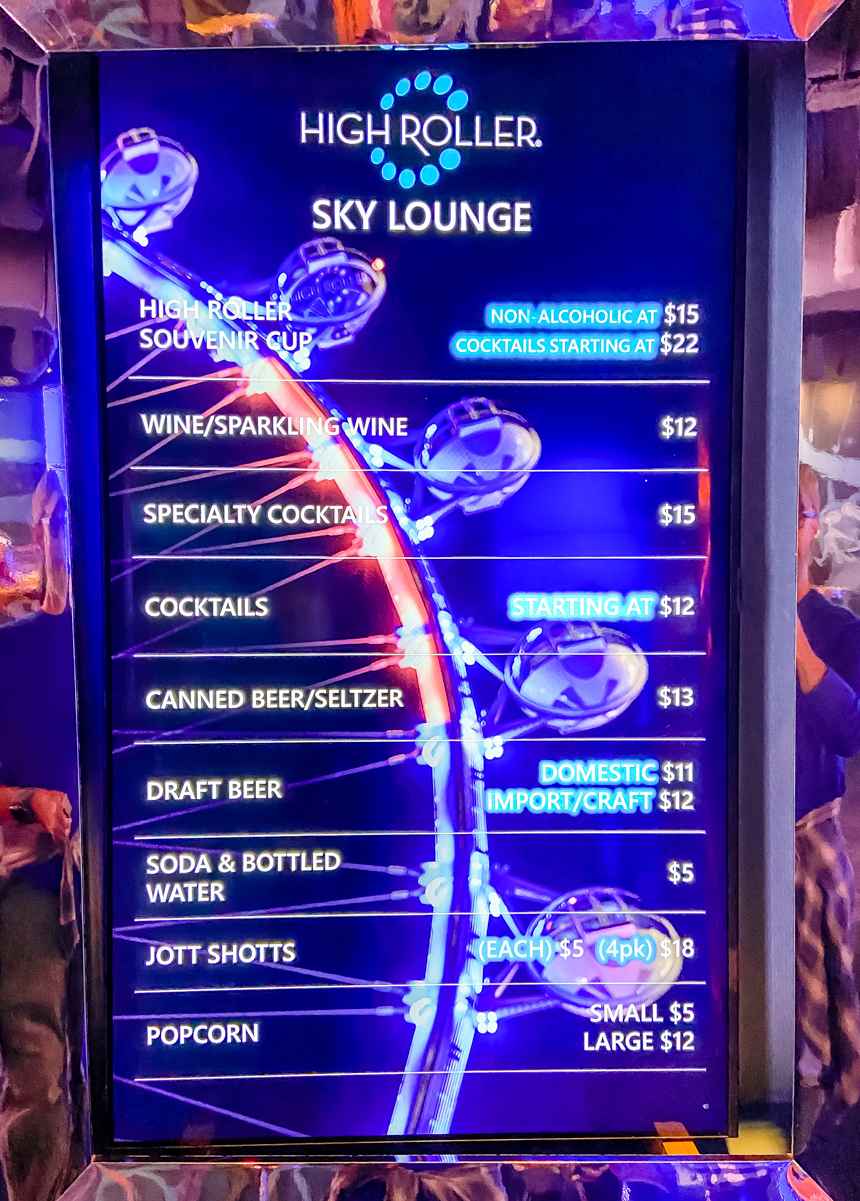 The High Roller Bar: Drinking high above the Vegas Strip 3 The High Roller drink menu and prices