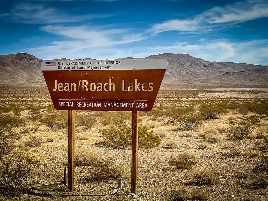 Jean Dry Lake Bed (Directions, Camping, Hotels) 3 Jean Roach Dry Lake Beds entrance sign.