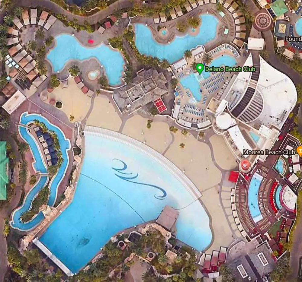 3 Las Vegas Hotels With A Lazy River in 2025 (Fun in the Las Vegas Sun!) 3 Aerial view of the lazy river and pool deck at Mandalay Bay