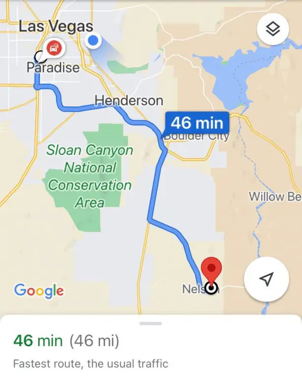Nelson Ghost Town (Las Vegas Day Trip) With Photos 10 Map to Nelson Ghost Town from the Las Vegas Strip.