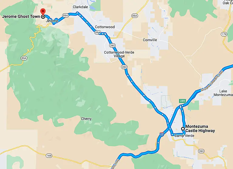 Las Vegas or Phoenix to The Grand Canyon? (Where to Start) 6 montezuma castle and jerome ghost town are on the way to the Grand Canyon from Phoenix