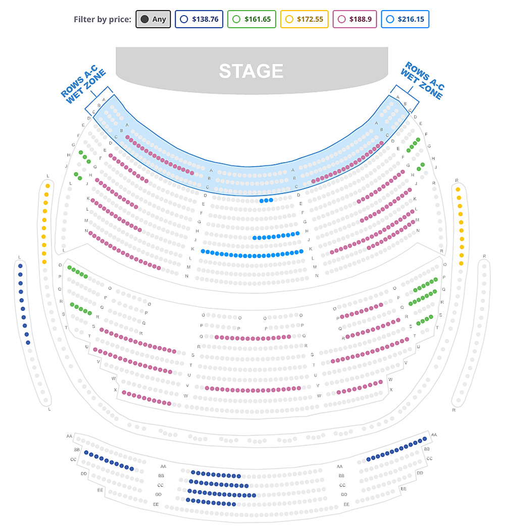 "O" by Cirque du Soleil: 15 Things You Should Know (Las Vegas) 2 O Theatre Showroom seating chart at Bellagio Las Vegas.