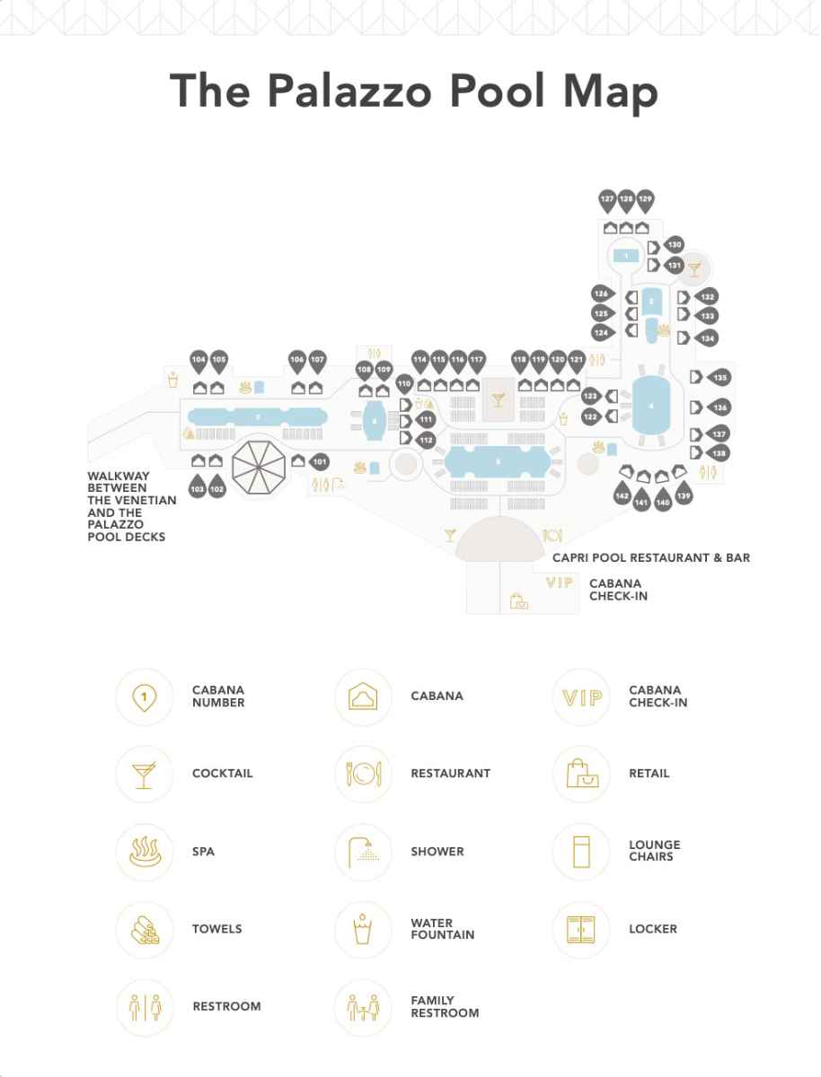 Does the Palazzo Pool Get a Lot of Sun? (Answered) 3 Map of the Palazzo pool deck
