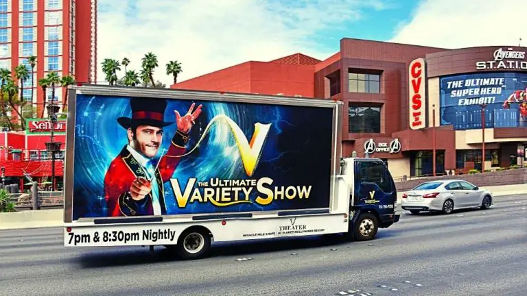Las Vegas show advertisement on billboard truck