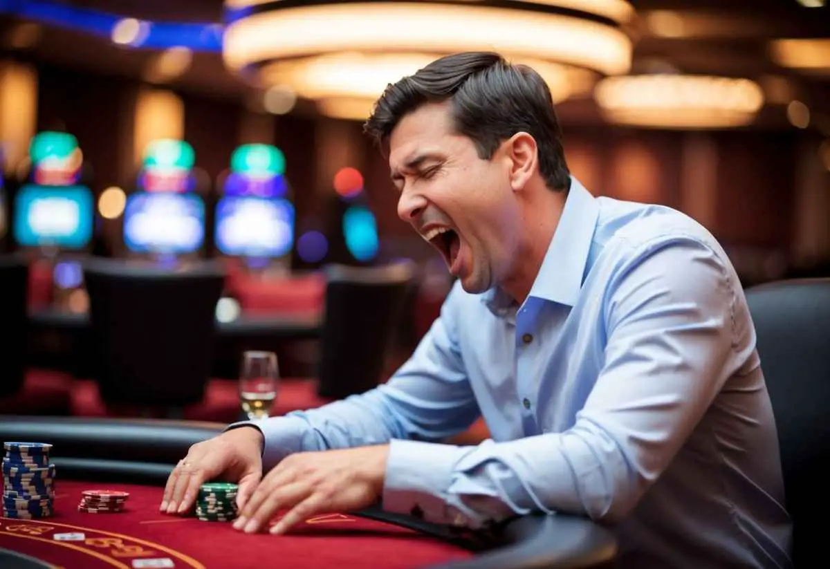 8 Times You Should Never Gamble in Vegas 4 a sleepy gambler yawning