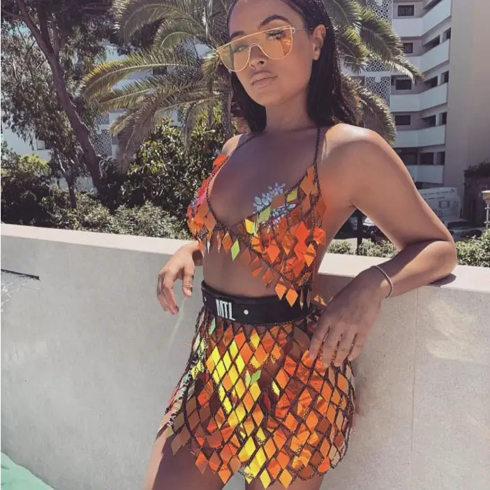 This sparkly sequin two-piece set is perfect for the Electric Daisy Carnival in Vegas.a