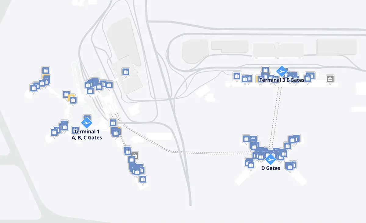 Shops in Las Vegas Airport (Stores & Brands at LAS) 5 Map of stores in Las Vegas airport
