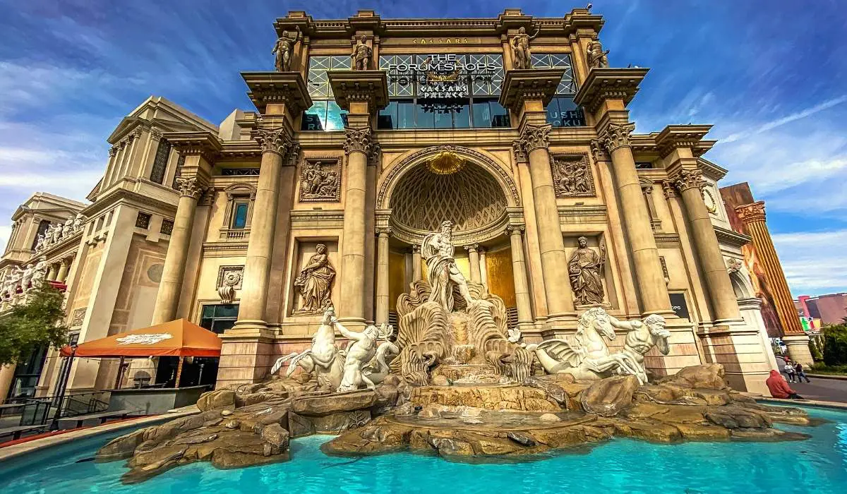 A Visitor’s Guide to the Las Vegas Strip 10 The replica of Rome's Trevi Fountain can be found on the Las Vegas Strip at the Forum Shops